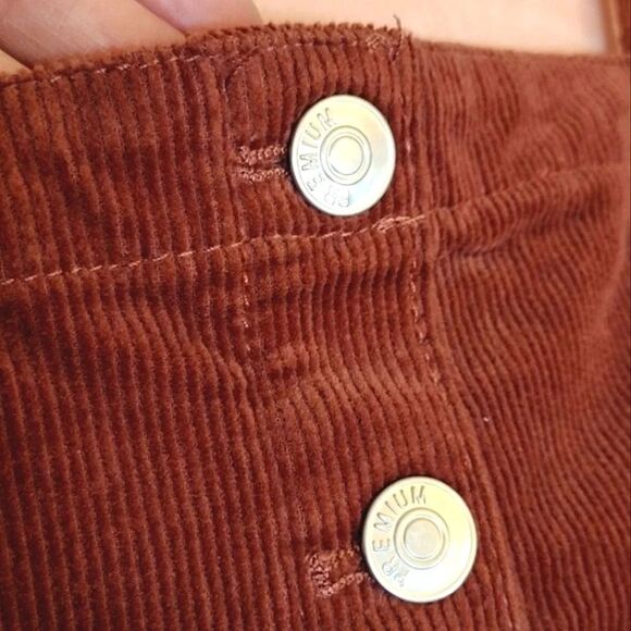 Y2K Brown Clay Boho Sleeveless Button Front Corduroy Mini Dress Large - Picture 8 of 16